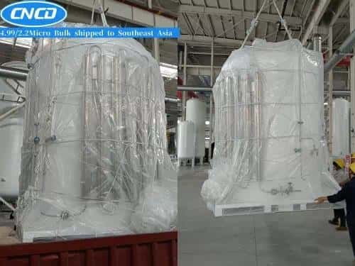 4.99 cubic meters of 2.2 MPa liquid carbon dioxide storage tanks were shipped to Qingdao, Shandong Province for export to Southeast Asia.